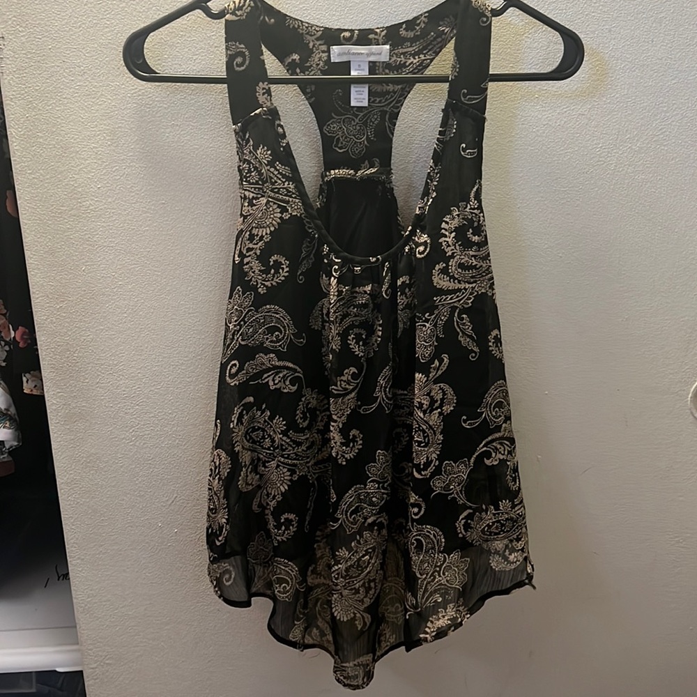 Black paisley tank top